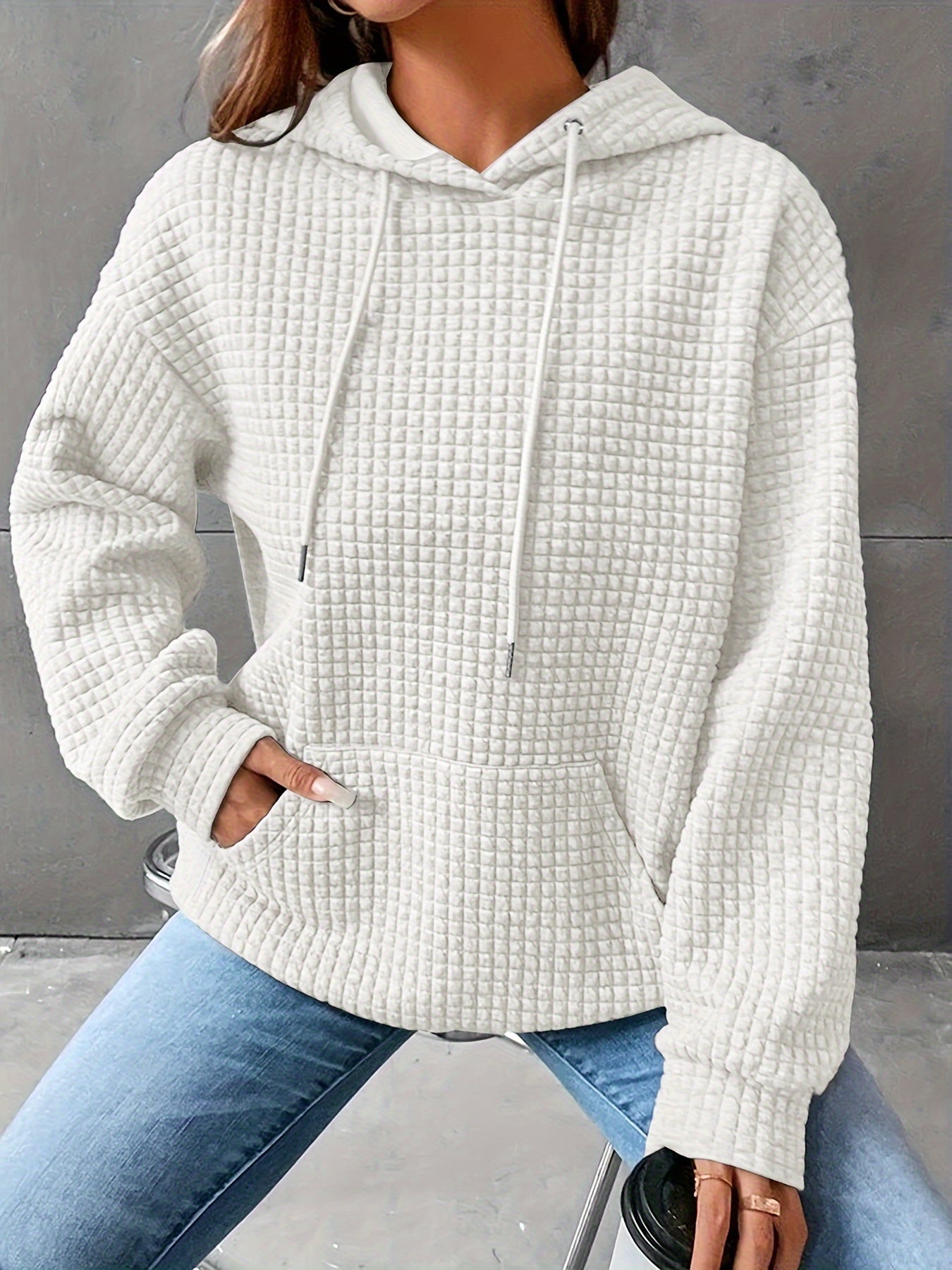 Mila | Waffelstrick Kapuzenpullover Damen