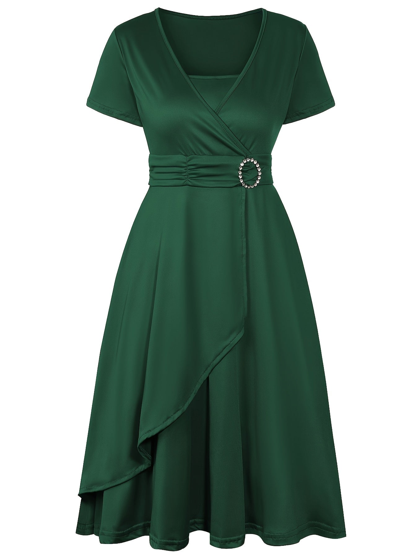Nora | V-Ausschnitt Midikleid Asymmetrischer Saum