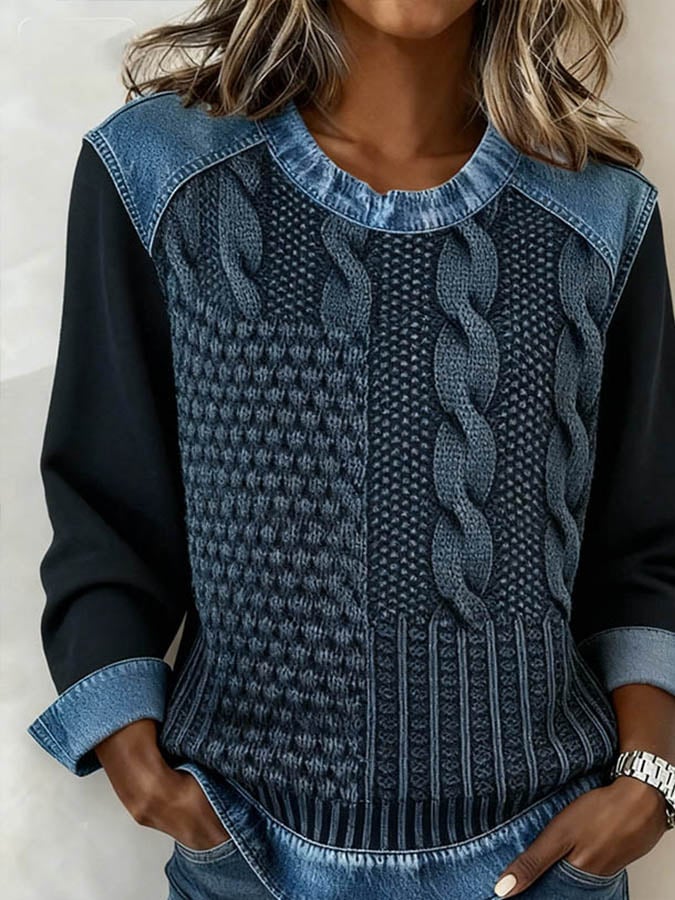 Nina | Casual Damenpullover bunt im Patchwork-Stil