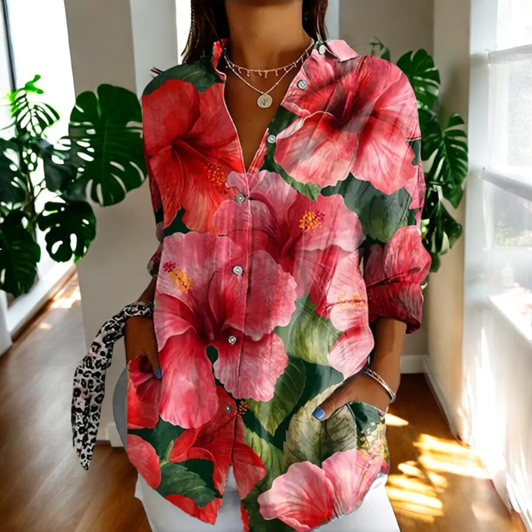 Helena | Vintage Damenbluse mit elegantem Blumenmuster
