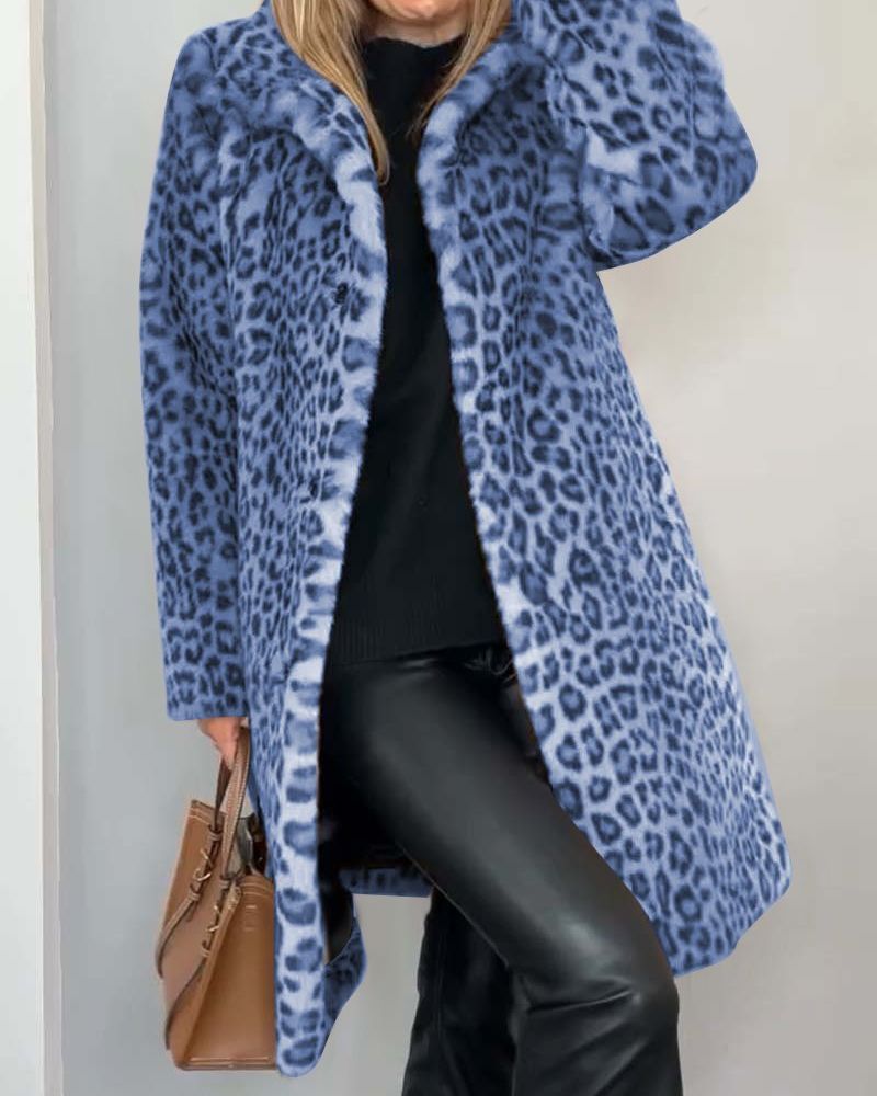 Lorena | Lange Flauschjacke im stilvollen Leopardenmuster
