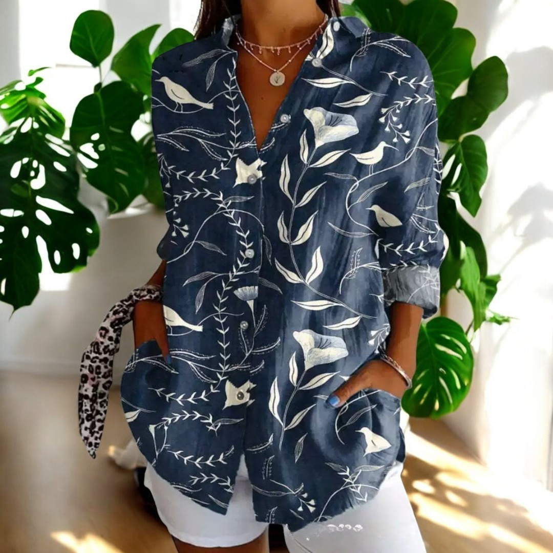 Helena | Vintage Damenbluse mit elegantem Blumenmuster