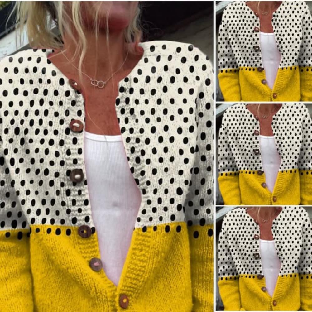 Lena | Damen-Strickjacke mit modernem Geometrie-Muster