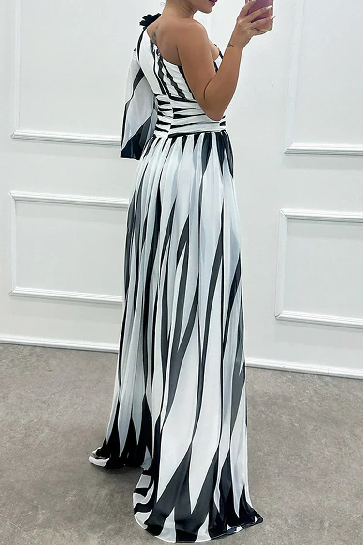 Marie | Feminines Langes Kleid mit Einer Schulter