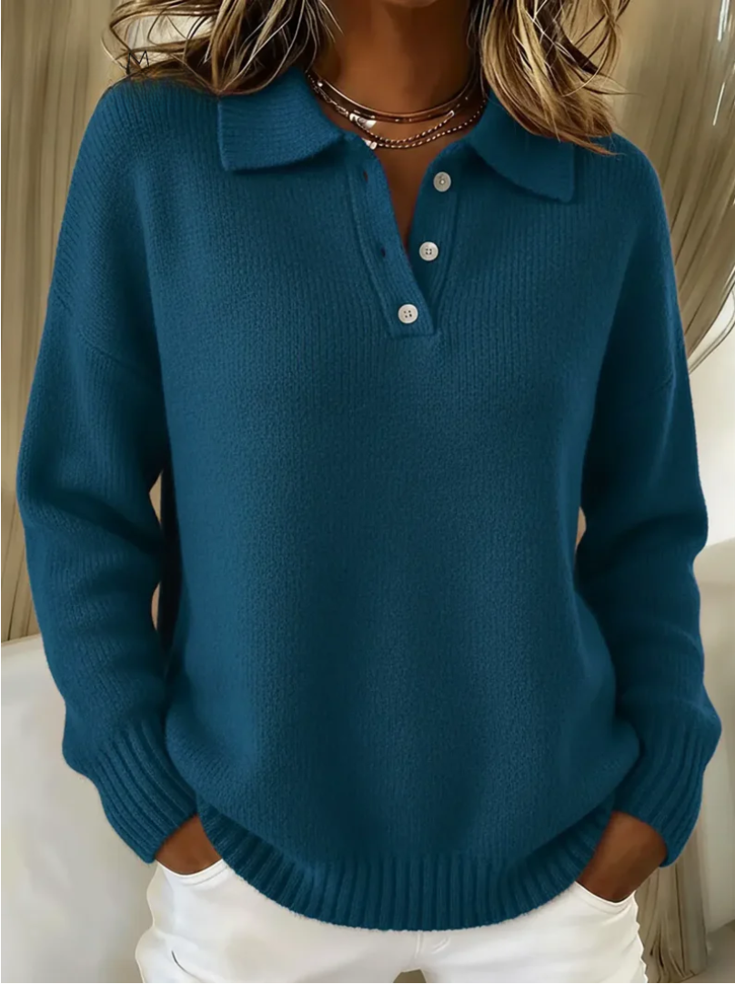 Lena | Eleganter Damen-Strickpullover mit Polokragen