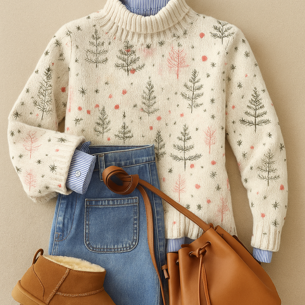 Hanna | Weicher Damenpullover im Xmas-Turtleneck-Stil