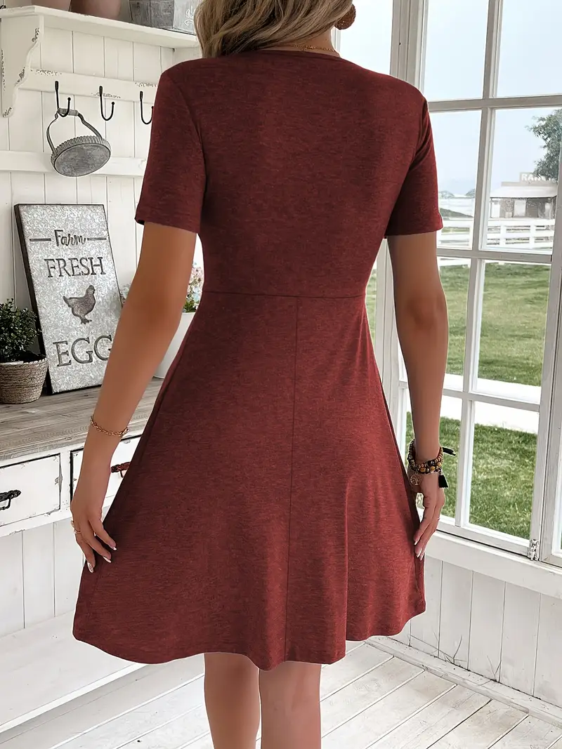 Sofia | V-Ausschnitt Kleid Kurzarm Gedreht Stil