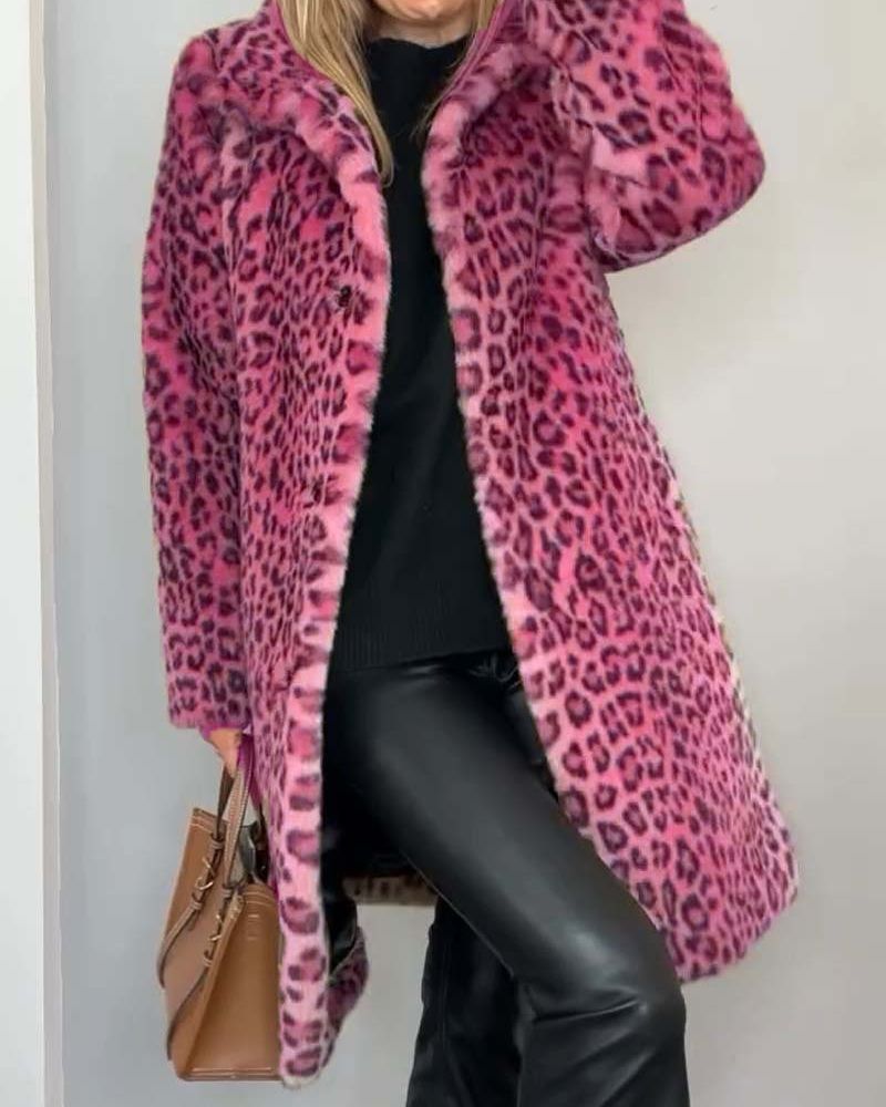 Lorena | Lange Flauschjacke im stilvollen Leopardenmuster