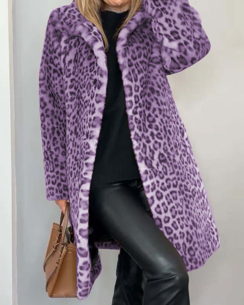 Lorena | Lange Flauschjacke im stilvollen Leopardenmuster