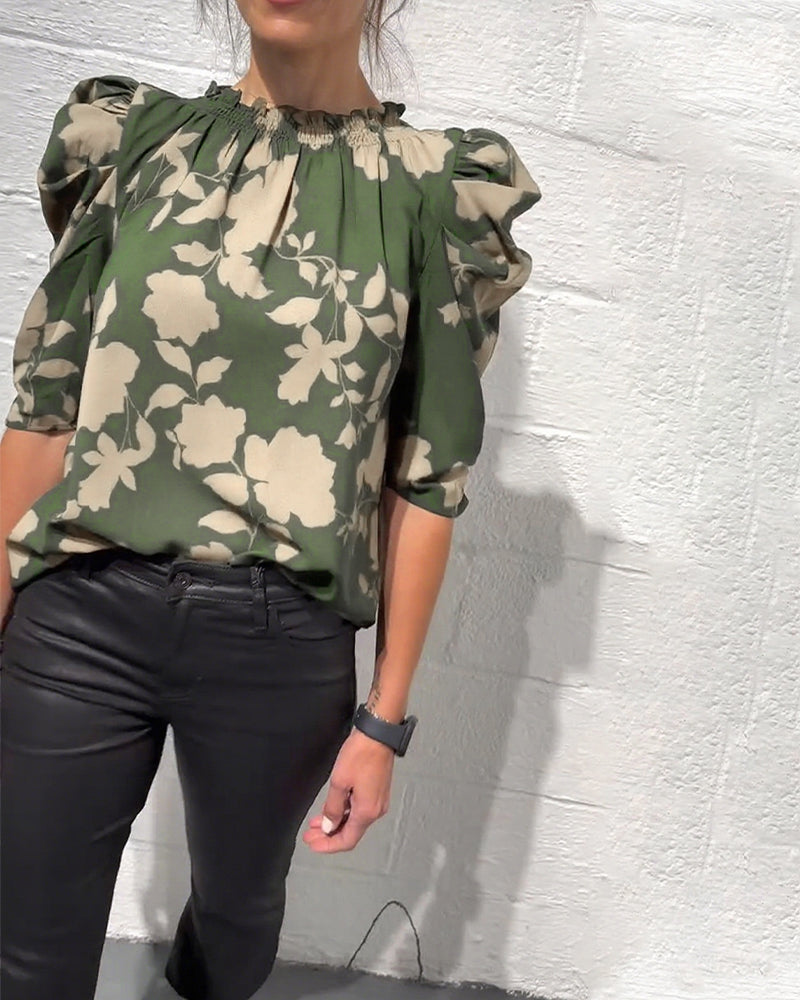 Nina | Modische Damen Bluse modern mit Rüschen & Puffärmel