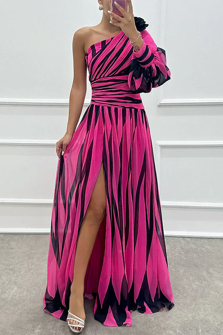 Marie | Feminines Langes Kleid mit Einer Schulter