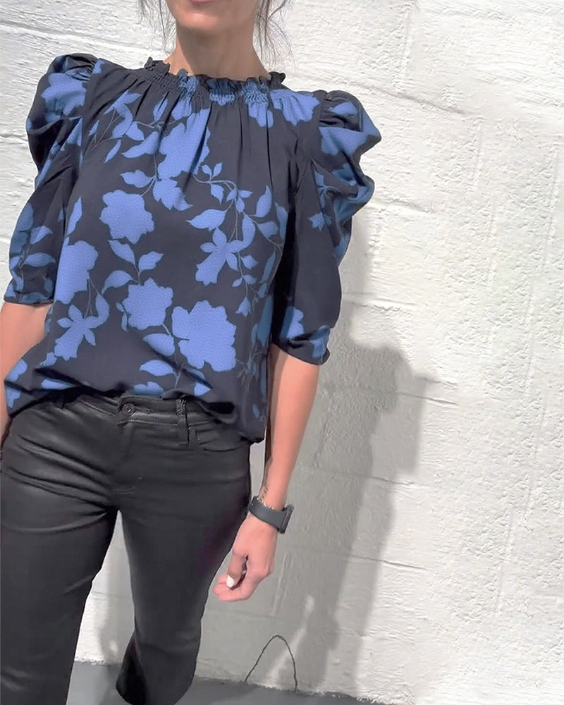 Nina | Modische Damen Bluse modern mit Rüschen & Puffärmel