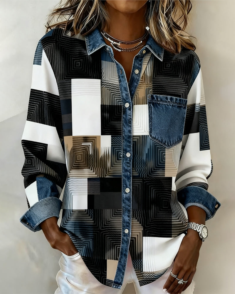 Paula | Damen Shirt modern & farbig mit stilvollem Kragen