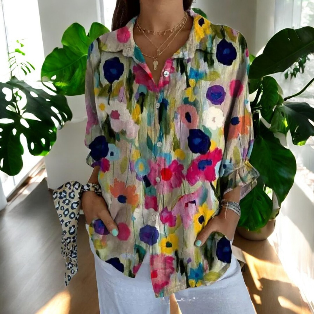 Helena | Vintage Damenbluse mit elegantem Blumenmuster