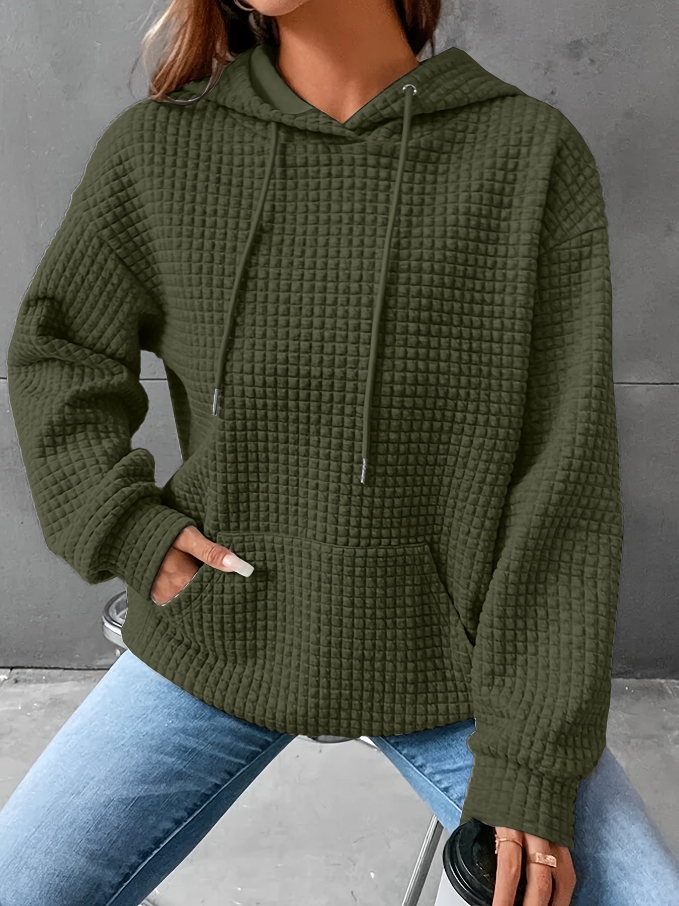 Mila | Waffelstrick Kapuzenpullover Damen