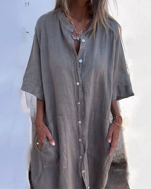 Sabrina | Ibiza Style lässiges Hemdkleid knielang