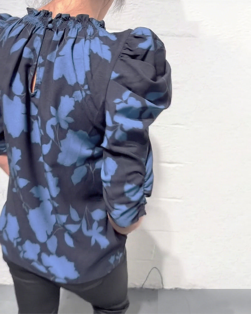 Nina | Modische Damen Bluse modern mit Rüschen & Puffärmel