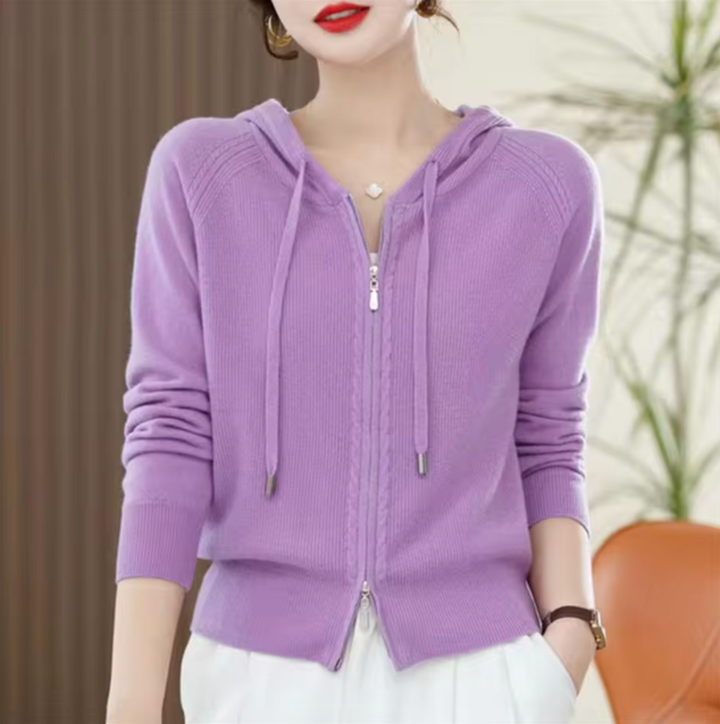Ella | Gestrickter Hoodie Damen für Alltag und Freizeit