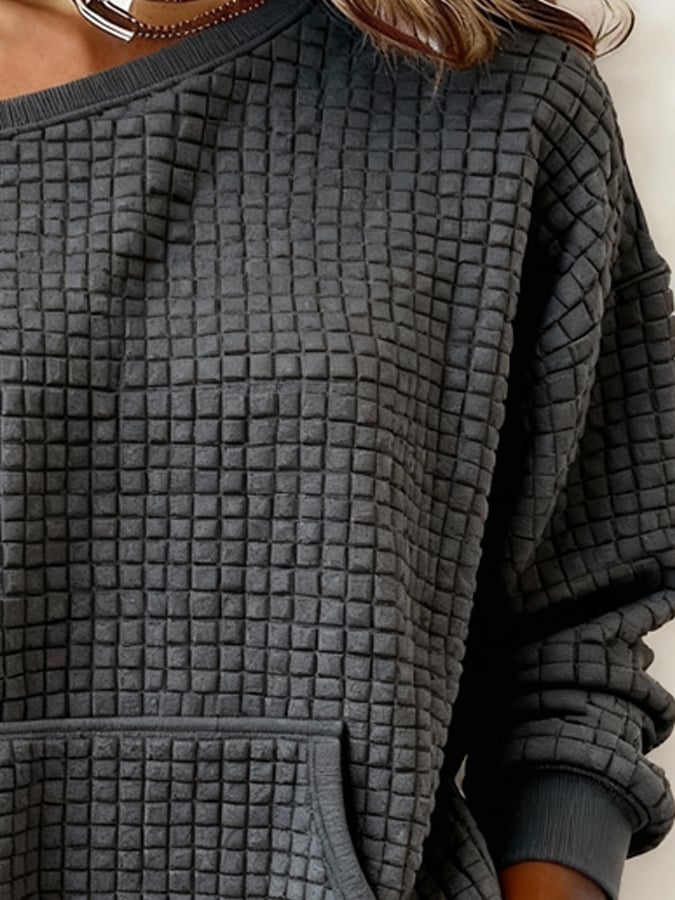 Marie | Damen Sweatshirt modern kariert mit lässigem Schnitt