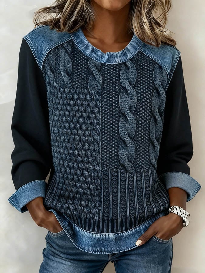 Nina | Casual Damenpullover bunt im Patchwork-Stil
