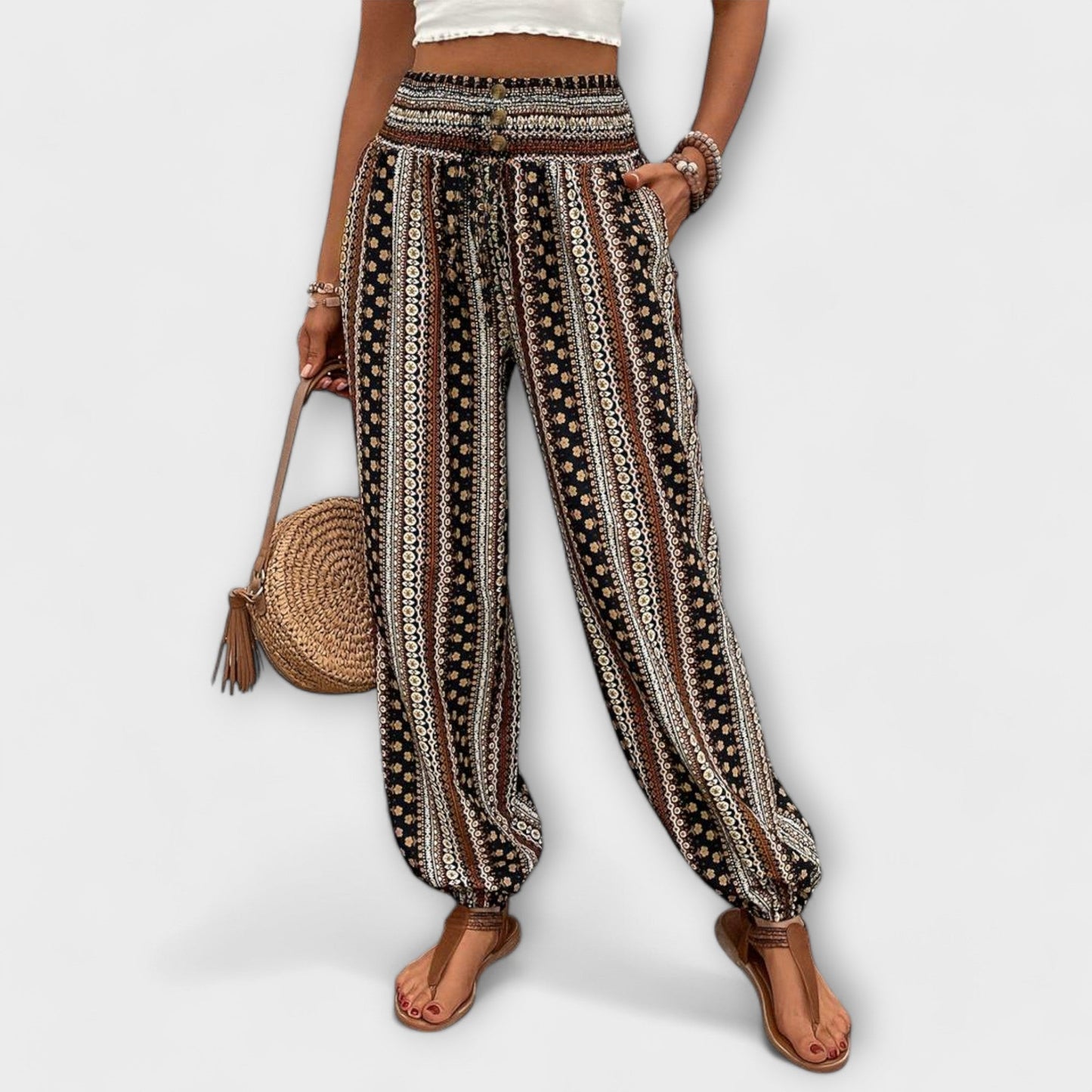 Anna | Lässige Damenhose mit feinem Ethno-Print