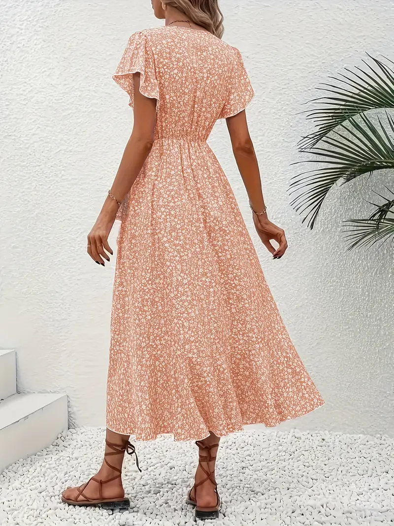 Hannah | V-Ausschnitt Wickel Kleid Rüschen