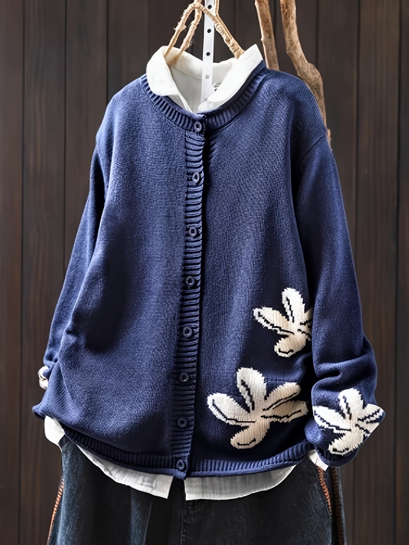 Sophie | Damen-Strickpullover mit zartem Blumenmuster
