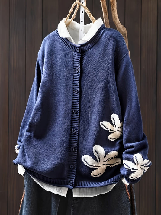 Sophie | Damen-Strickpullover mit zartem Blumenmuster