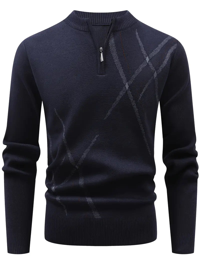 Lasse | Feiner Herrenpullover mit Zipper und Strukturmuster