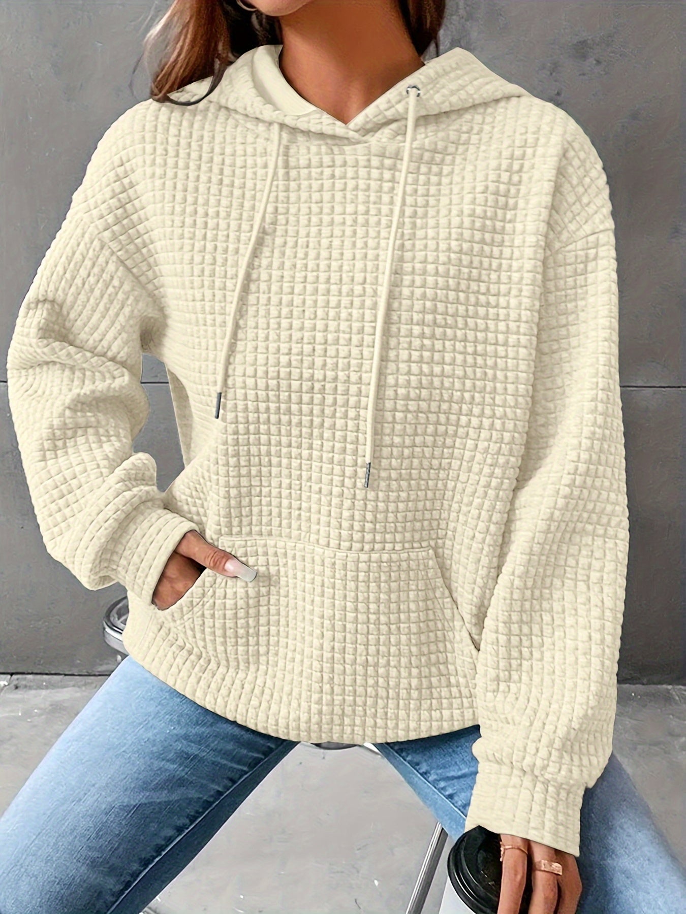 Mila | Waffelstrick Kapuzenpullover Damen