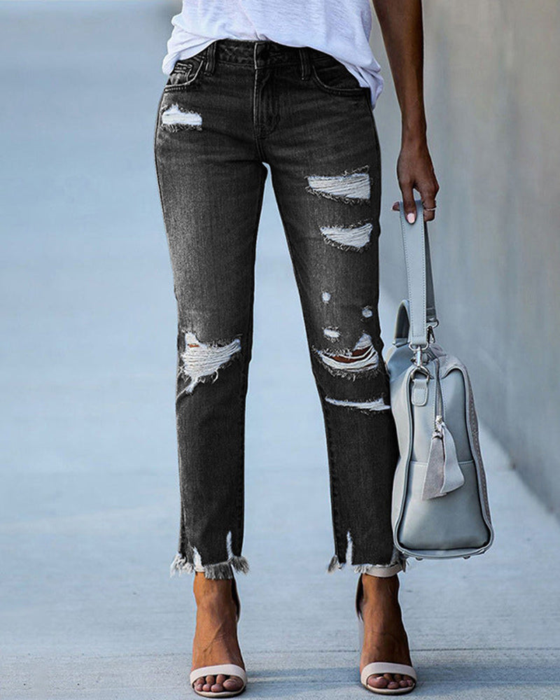 Mia | Slim Fit Damenjeans mit modernem Used-Effekt