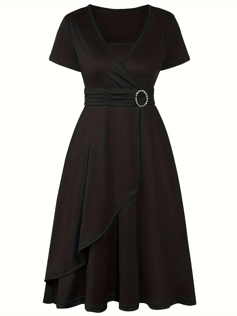 Nora | V-Ausschnitt Midikleid Asymmetrischer Saum