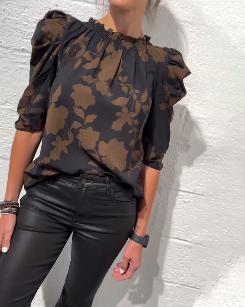 Nina | Modische Damen Bluse modern mit Rüschen & Puffärmel