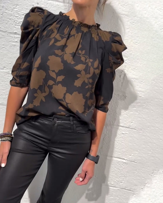 Nina | Modische Damen Bluse modern mit Rüschen & Puffärmel