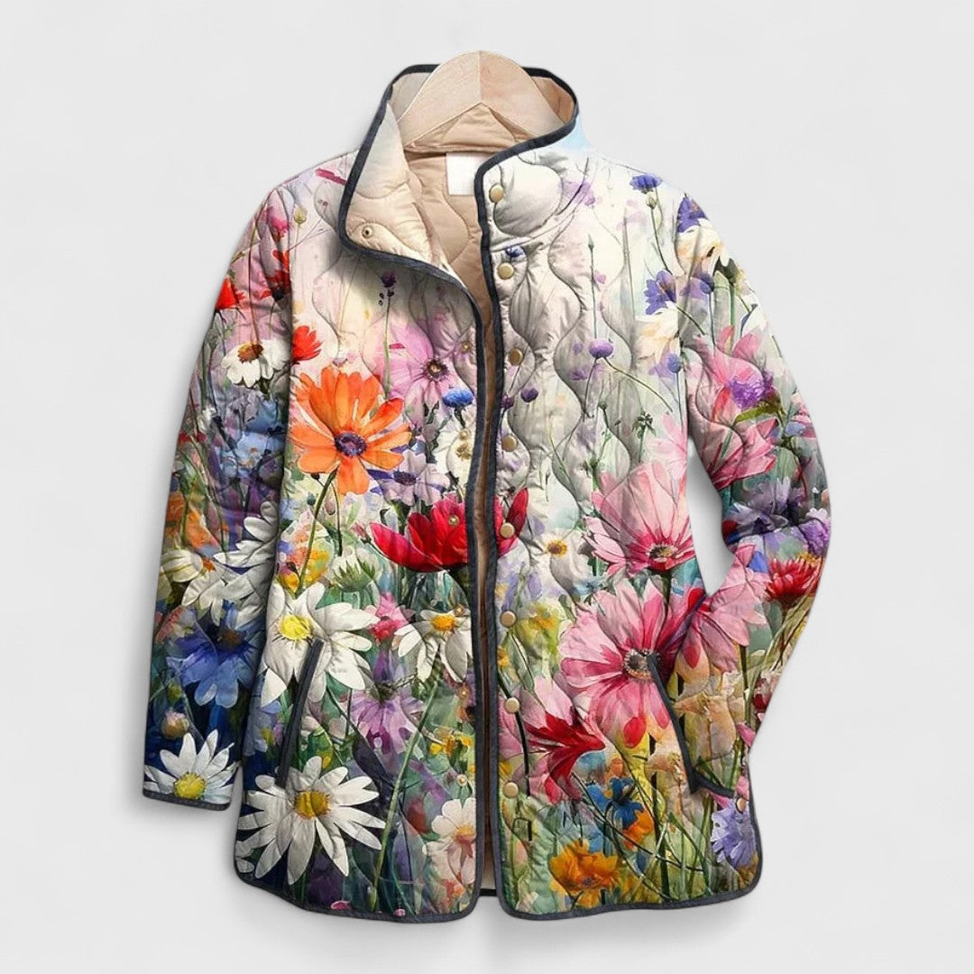 Lara | Stylische Damenjacke Mit Gequiltetem Blumenprint