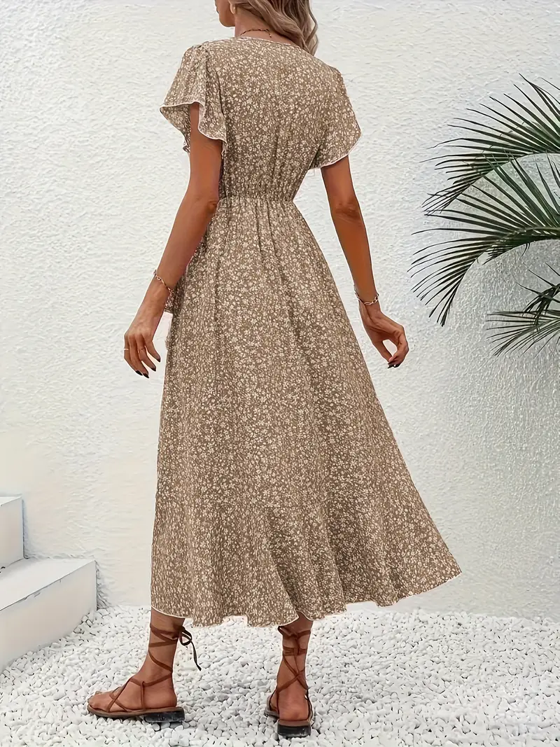 Hannah | V-Ausschnitt Wickel Kleid Rüschen