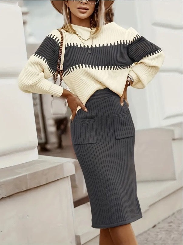 Laura | Modisches Zweiteiler Damen Set mit Pullover und Hose