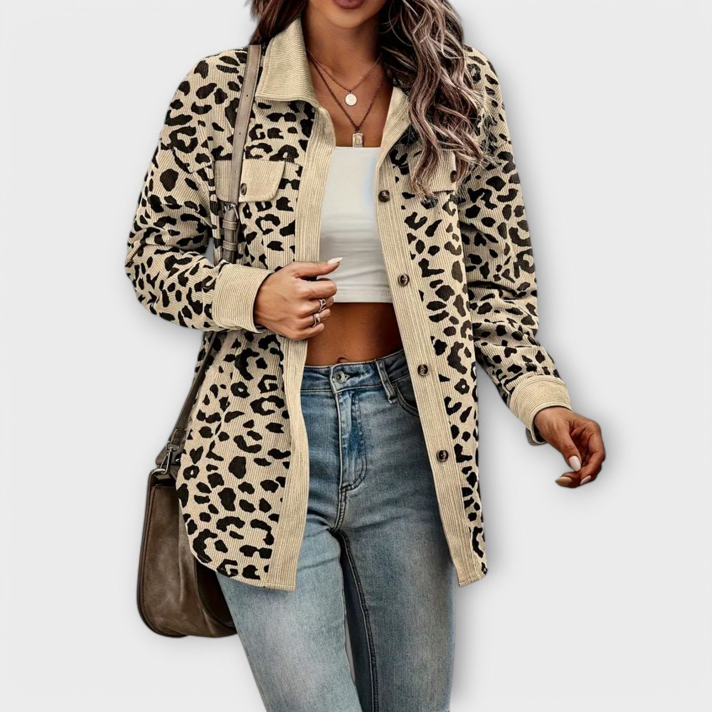 Lena | Damen Hemdjacke modern im Leopardenlook