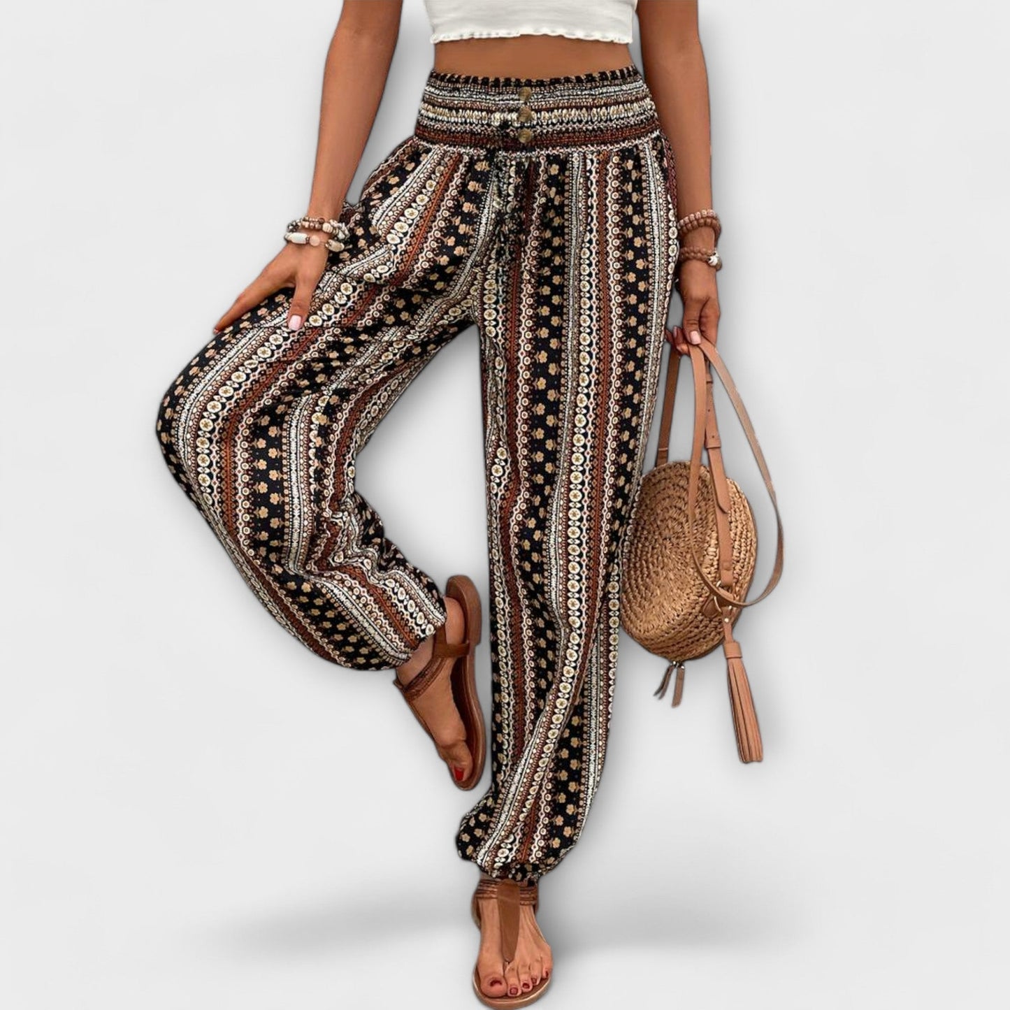 Anna | Lässige Damenhose mit feinem Ethno-Print