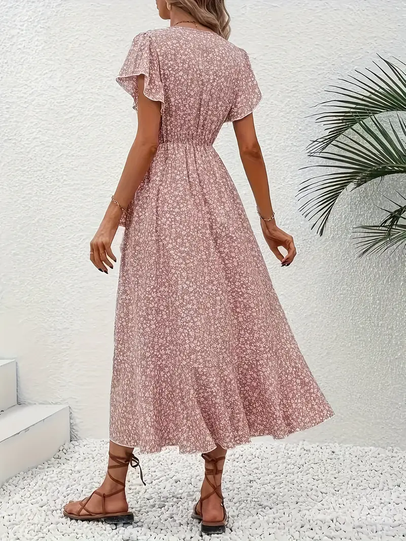 Hannah | V-Ausschnitt Wickel Kleid Rüschen