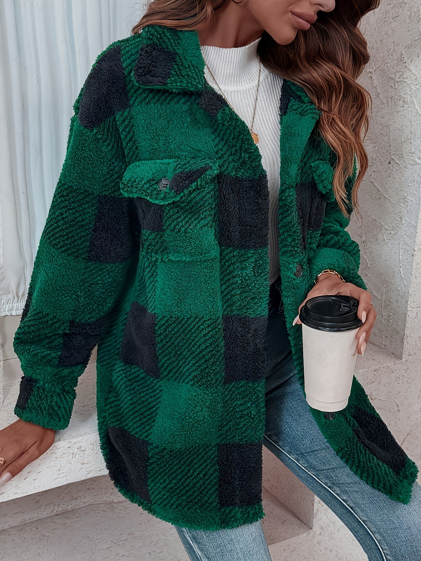 Elisa | Kuschelige Karo Fleecejacke Damen Stil