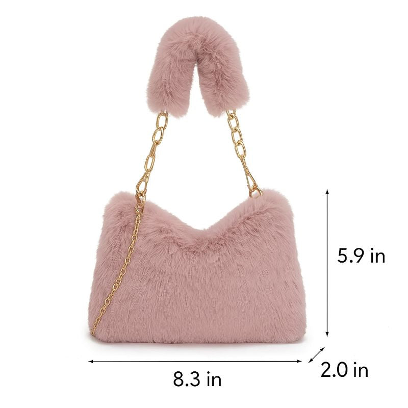 Elisa | Stilvolle Damen Schultertasche aus Plüsch