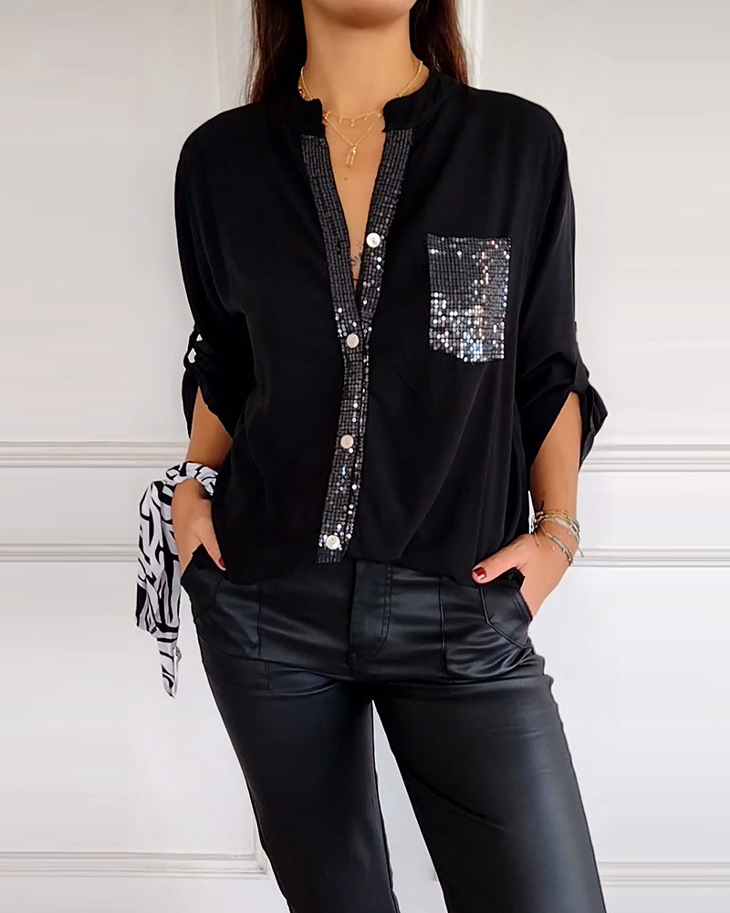 Julia | Modisches Damen Top casual elegant mit funkelnden Details