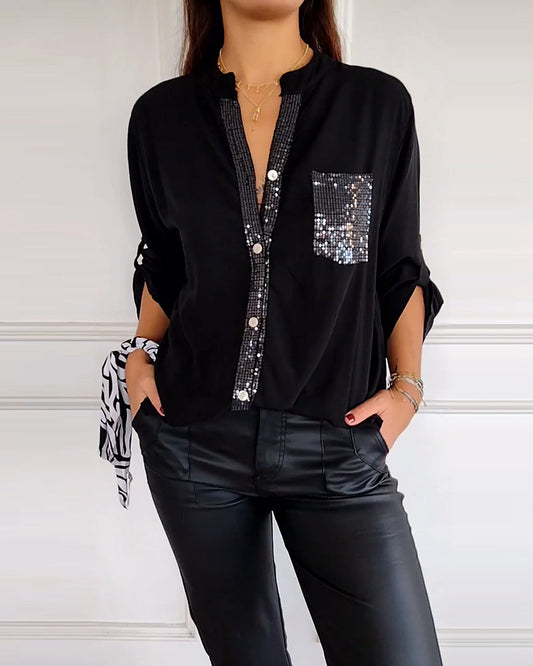 Julia | Modisches Damen Top casual elegant mit funkelnden Details