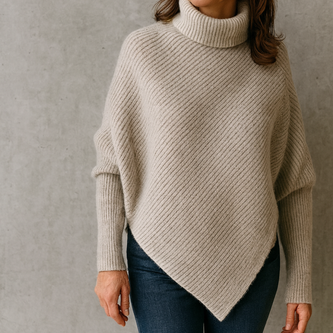 Marlene | Oversized Poncho Damenpullover Lässig Gestylt