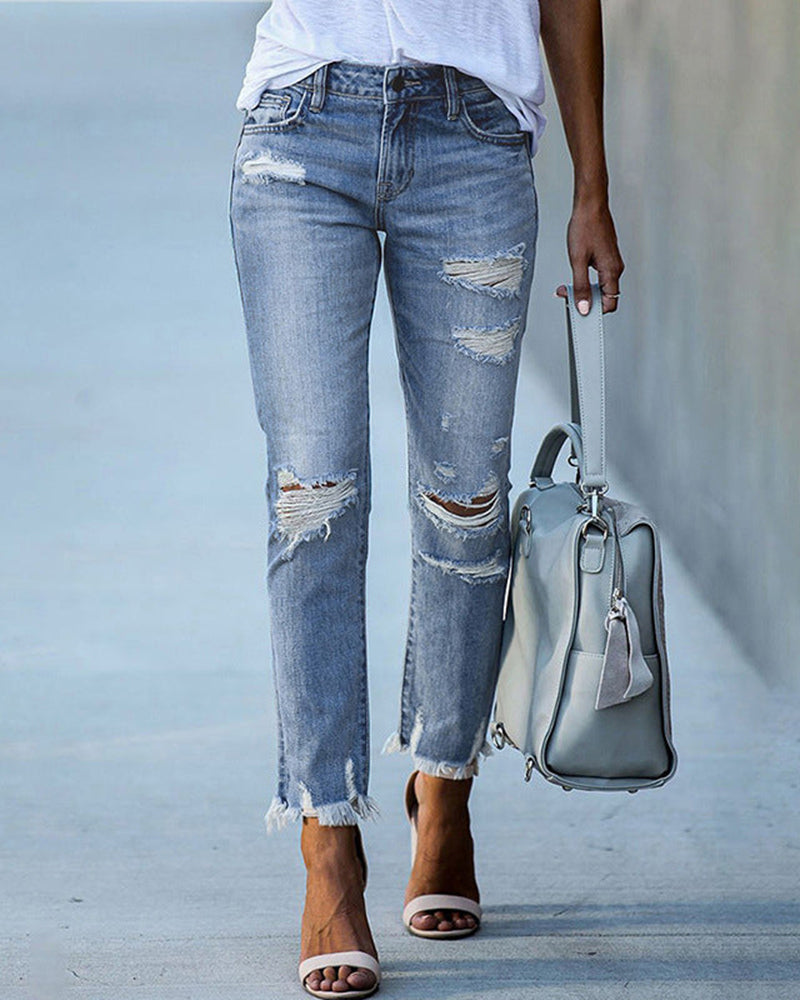 Mia | Slim Fit Damenjeans mit modernem Used-Effekt