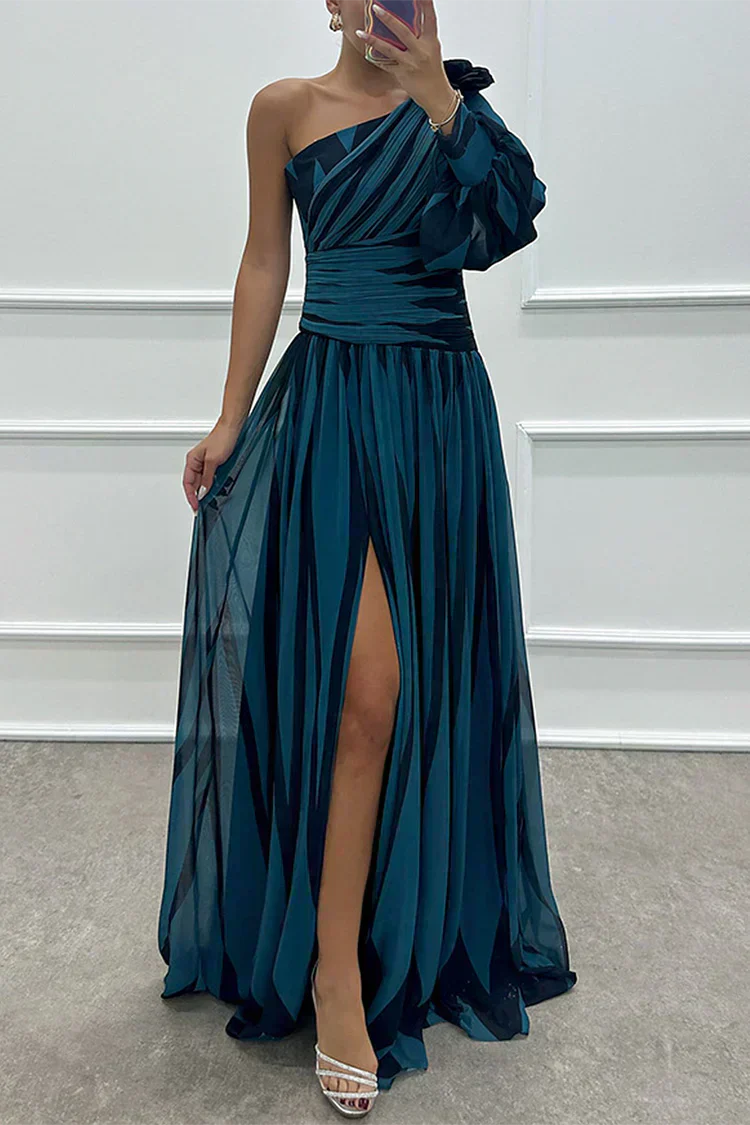 Marie | Feminines Langes Kleid mit Einer Schulter