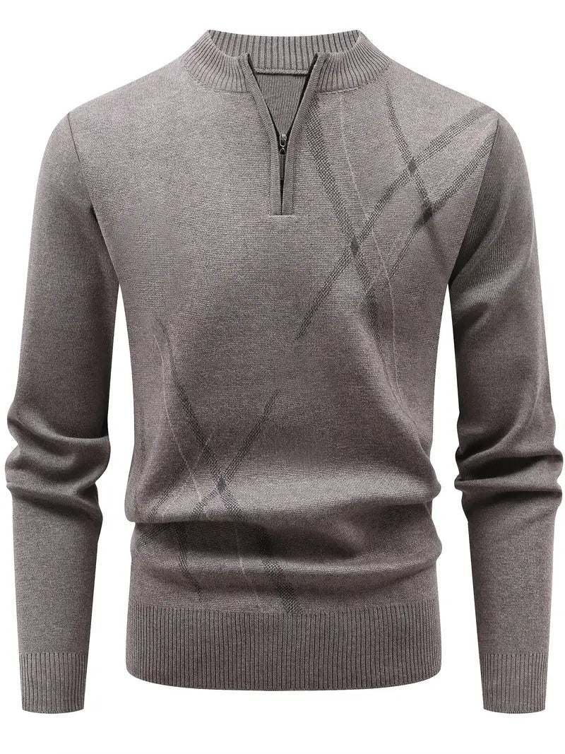 Lasse | Feiner Herrenpullover mit Zipper und Strukturmuster