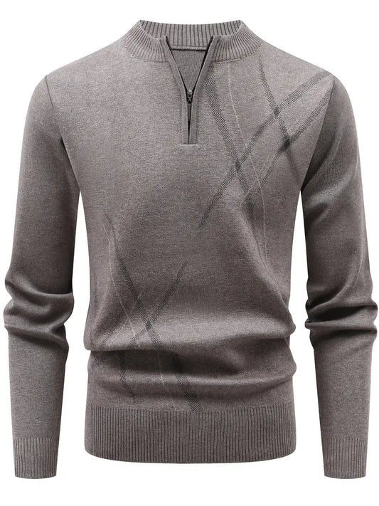 Lasse | Feiner Herrenpullover mit Zipper und Strukturmuster