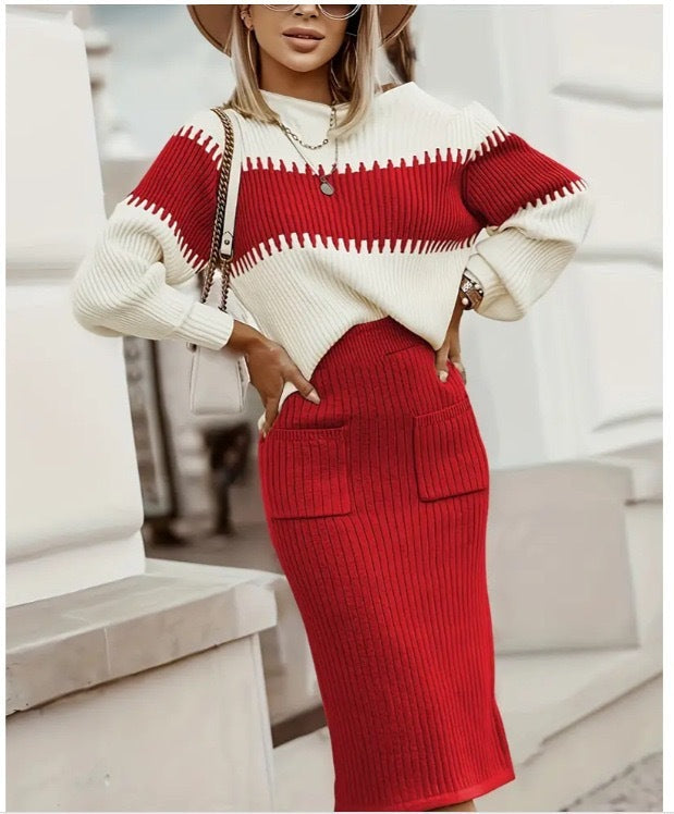 Laura | Modisches Zweiteiler Damen Set mit Pullover und Hose